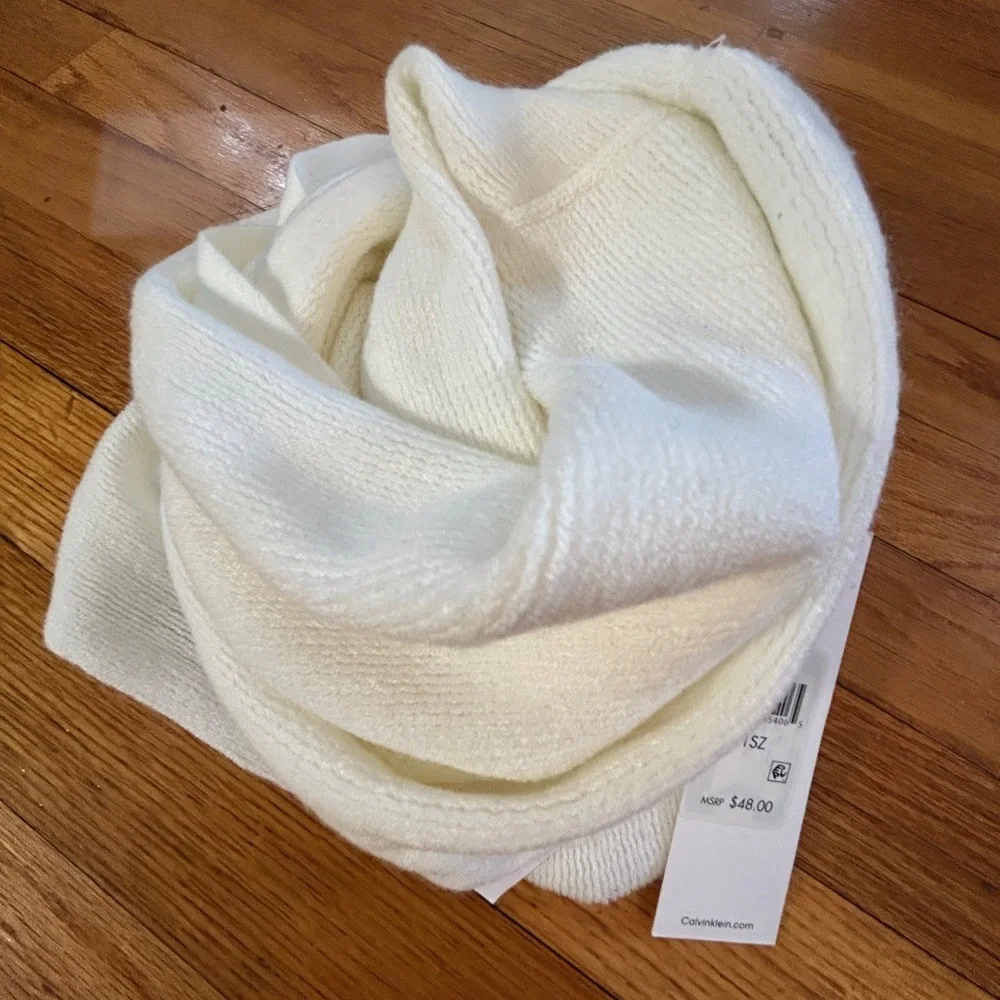 Calvin Klein Cream Knit Infinity Scarf NWT Soft Neutral Wrap
